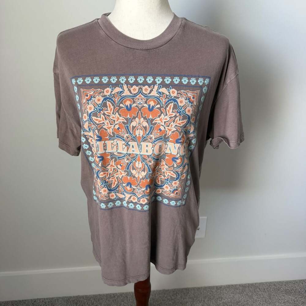 Billabong Flowering Heads T-Shirt Size L Dark Brown